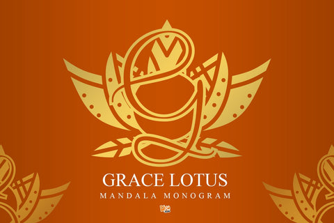 Grace Lotus Mandala Monogram Font Dm Letter Studio 
