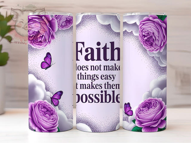 Grace & Strength Faith Tumbler, Bible Verse Tumbler, Christian Sublimation Design, Inspirational Tumbler Wrap, Religious Gift Tumbler, Faith Makes It Possible Wrap Sublimation Lara' s Designs 