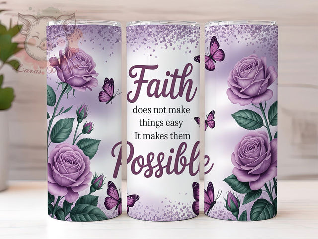 Grace & Strength Faith Tumbler, Bible Verse Tumbler, Christian Sublimation Design, Inspirational Tumbler Wrap, Religious Gift Tumbler, Faith Makes It Possible Wrap Sublimation Lara' s Designs 