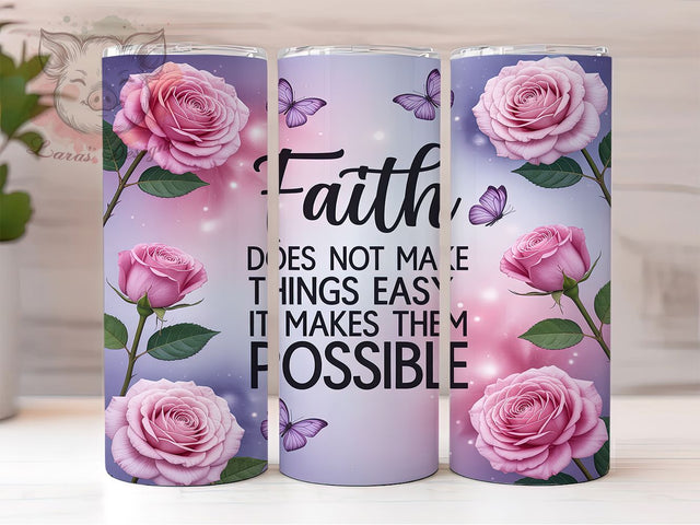 Grace & Strength Faith Tumbler, Bible Verse Tumbler, Christian Sublimation Design, Inspirational Tumbler Wrap, Religious Gift Tumbler, Faith Makes It Possible Wrap Sublimation Lara' s Designs 
