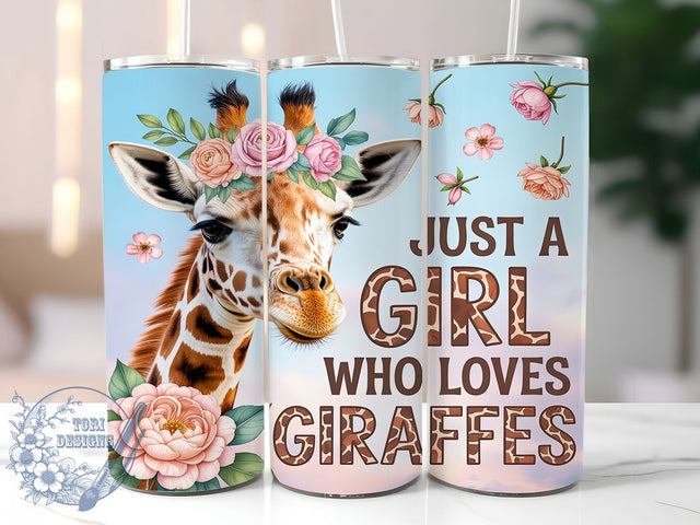 Graceful & Adorable Giraffe Tumbler, Cute Giraffe Sublimation, 20oz Tumbler Design, Animal Lover Tumbler, Just A Girl Wrap, Giraffe PNG File, Tumbler Sublimation Design Sublimation ToriDesigns 