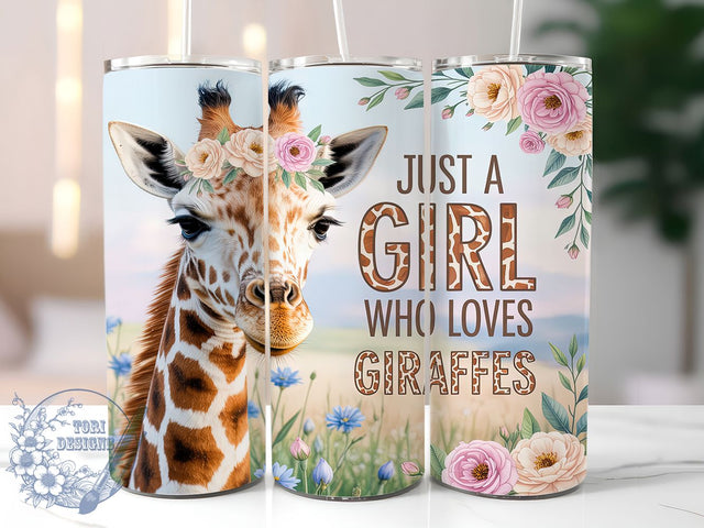 Graceful & Adorable Giraffe Tumbler, Cute Giraffe Sublimation, 20oz Tumbler Design, Animal Lover Tumbler, Just A Girl Wrap, Giraffe PNG File, Tumbler Sublimation Design Sublimation ToriDesigns 
