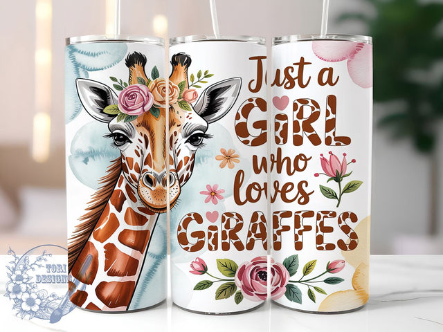 Graceful & Adorable Giraffe Tumbler, Cute Giraffe Sublimation, 20oz Tumbler Design, Animal Lover Tumbler, Just A Girl Wrap, Giraffe PNG File, Tumbler Sublimation Design Sublimation ToriDesigns 