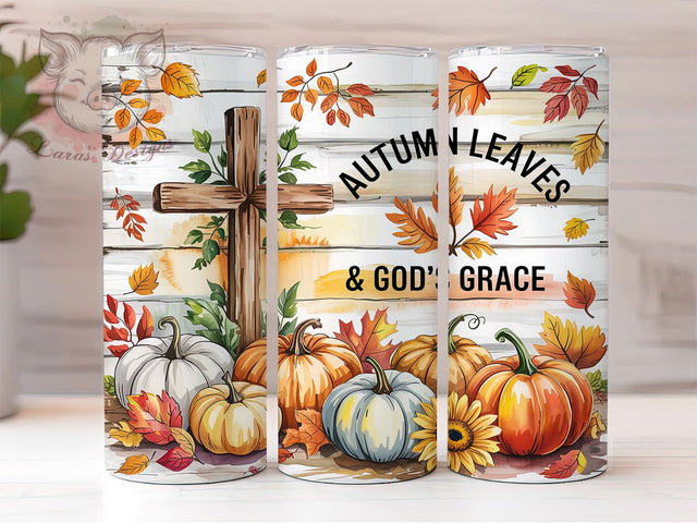 Graceful Autumn Faith Tumbler Wrap, God's Grace Wrap, 20oz Sublimation, Faith Fall Cup, Christian Autumn Mug, Inspirational Tumbler, Fall Blessings Drinkware Sublimation Lara' s Designs 