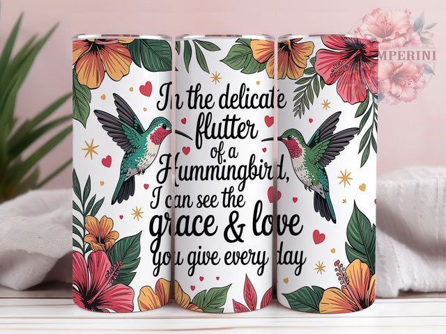 Graceful Inspirational Hummingbird Mom Tumbler, Inspirational Mom Tumbler Wrap, 20oz Sublimation Design, Grace And Love Tumbler PNG, Sentimental Hummingbird Wrap Sublimation Li Zamperini 