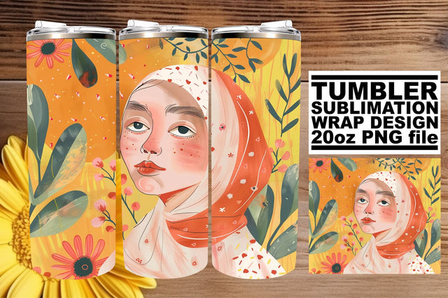 Graceful Watercolor Lady Tumbler Wrap - Sublimation 20oz Sublimation afrosvg 