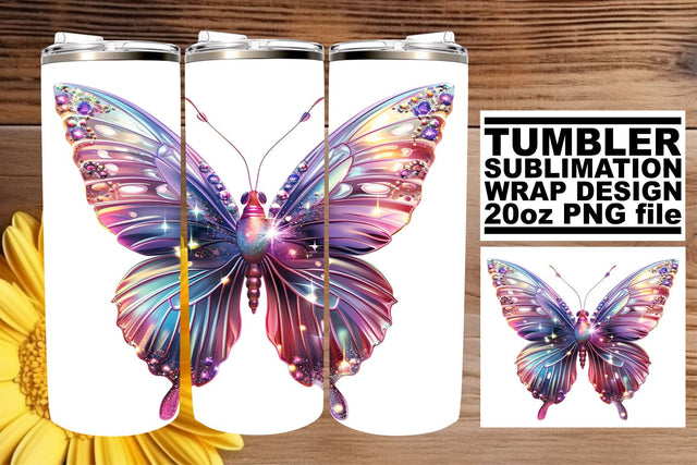 Graceful Wings: Spring Butterfly Sublimation Wrap - 20oz Sublimation afrosvg 