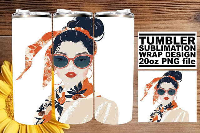 Graceful Woman Portrait Tumbler Design - Sublimation 20oz Sublimation afrosvg 