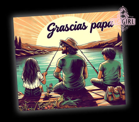 Gracias Papa Tumbler Wrap, Fishing Dad Design, Sublimation PNG, Father's Day Gifts, Spanish Tumbler, Digital Download, Custom Fishing Tumbler Sublimation SvggirlplusArt 