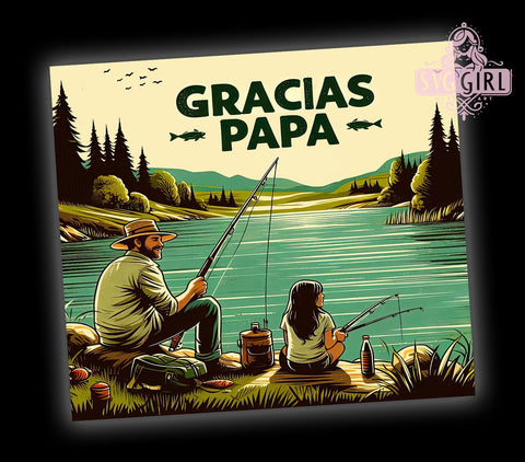 Gracias Papa Tumbler Wrap, Fishing Dad Design, Sublimation PNG, Father's Day Gifts, Spanish Tumbler, Digital Download, Custom Fishing Tumbler Sublimation SvggirlplusArt 
