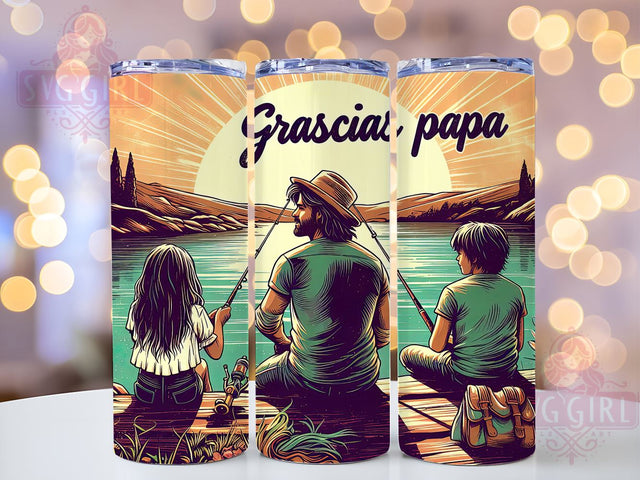 Gracias Papa Tumbler Wrap, Fishing Dad Design, Sublimation PNG, Father's Day Gifts, Spanish Tumbler, Digital Download, Custom Fishing Tumbler Sublimation SvggirlplusArt 