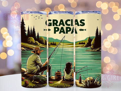 Gracias Papa Tumbler Wrap, Fishing Dad Design, Sublimation PNG, Father's Day Gifts, Spanish Tumbler, Digital Download, Custom Fishing Tumbler Sublimation SvggirlplusArt 