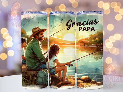 Gracias Papa Tumbler Wrap, Fishing Dad Design, Sublimation PNG, Father's Day Gifts, Spanish Tumbler, Digital Download, Custom Fishing Tumbler Sublimation SvggirlplusArt 