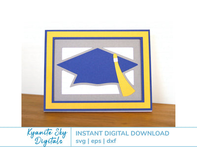 Grad Cap Tassel Card SVG shadowbox tunnel 3-D graduation card SVG Kyanite Sky Digitals 