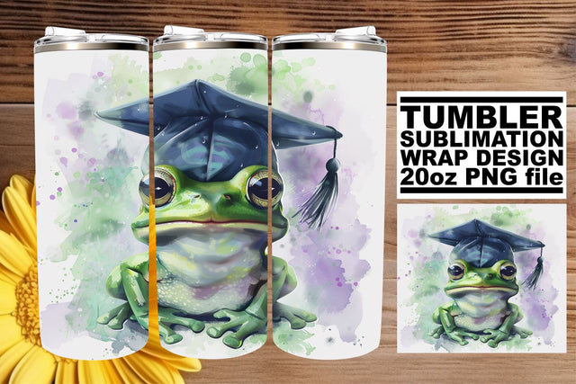Grad Cap Watercolor Animals Tumbler - 20oz Sublimation Pattern Sublimation afrosvg 
