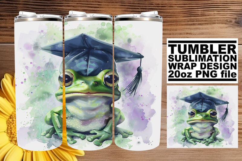 Grad Cap Watercolor Animals Tumbler - 20oz Sublimation Pattern Sublimation afrosvg 