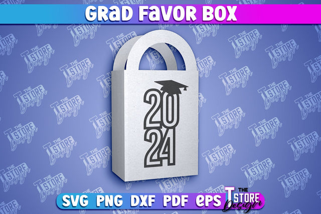 Grad Favor Box Paper Cut | Grad Cap Treat Box | Grad 2024 Design SVG The T Store Design 