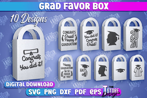 Grad Favor Box Paper Cut | Grad Cap Treat Box | Grad 2024 Design SVG The T Store Design 