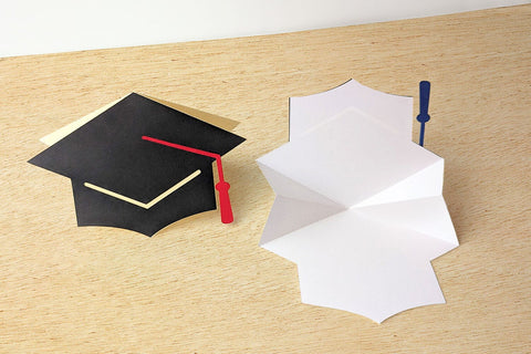 Grad Hat Pop Up Card with Optional Pocket SVG 3D Paper Risa Rocks It 