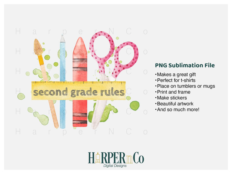 Grade School Rules - Second Grade SVG PNG Cut EPS File - So Fontsy