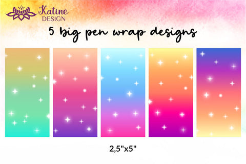 Gradient ombre epoxy pen wrap sublimation designs bundle. Waterslide printing Small and Big. Sublimation KatineDesign 