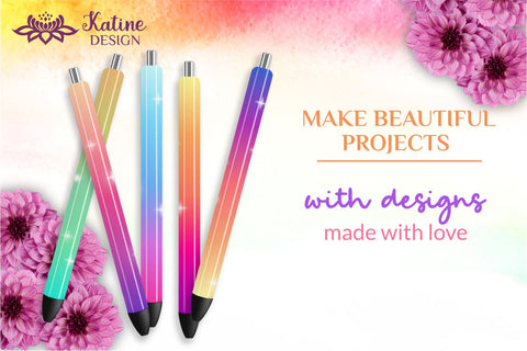 Gradient ombre epoxy pen wrap sublimation designs bundle. Waterslide printing Small and Big. Sublimation KatineDesign 