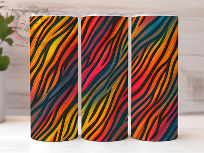 Gradient Zebra Stripes 20oz Tumbler Wrap, Colorful Zebra Design, 20oz Sublimation Wrap, Animal Print Drinkware, Unique Tumbler Design, Bold Pattern Gift, Stylish Drinkware Sublimation Lara' s Designs 