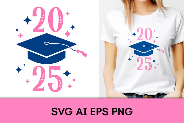 Graduate 2025 SVG Colorful Design | Graduation 2025 PNG Sublimation Academic Cap | Girly Pink T-Shirt Print Digital Download Grad 25 Vector SVG AnnaViolet_store 