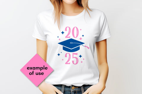 Graduate 2025 SVG Colorful Design | Graduation 2025 PNG Sublimation Academic Cap | Girly Pink T-Shirt Print Digital Download Grad 25 Vector SVG AnnaViolet_store 