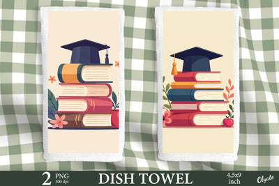 Graduate Book Kitchen Dish Towel PNG Sublimation Olga Terlyanskaya 
