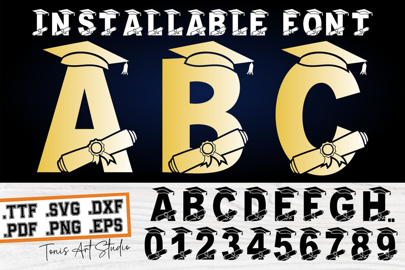 Graduate Font | Graduation Font | Monogram Alphabet SVG TTF SVG TonisArtStudio 