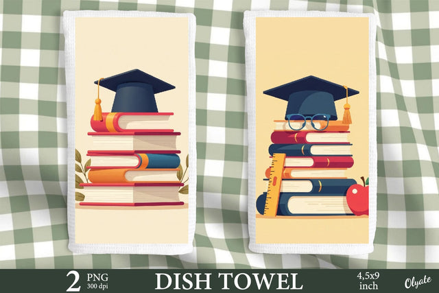 Graduate Sublimation. Book Kitchen Dish Towel PNG Sublimation Olga Terlyanskaya 