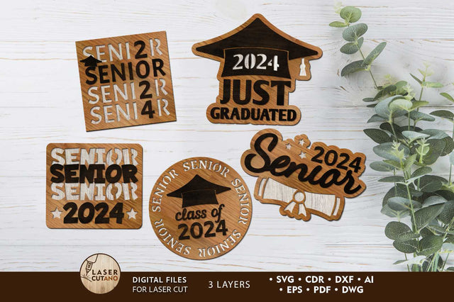 Graduating 2024 Set, Multilayer Templates SVG LaserCutano 