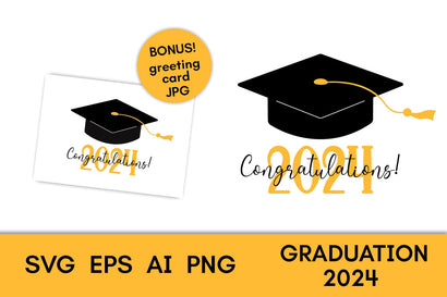 Graduation 2024 Congratulations PNG Sublimation, Greeting Card | Square Academic Cap SVG | Graduation Congrats Printable Vector Illustration SVG AnnaViolet_store 