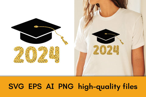 Graduation 2024 PNG Sublimation | Academic Cap SVG | Graduation Congrats Greeting Card | T Shirt Glitter Print | Class 2024 SVG AnnaViolet_store 