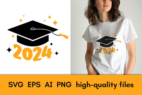 Graduation 2024 SVG | Academic Cap PNG Sublimation | Graduation Greeting Card | T Shirt Print Cut File Design | Class 2024 Digital Download SVG AnnaViolet_store 