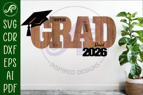 Graduation 2026 wall sign, signable Grad keepsake SVG APInspireddesigns 
