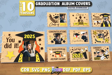 Graduation Album Cover Bundle | Grad Guestbook | Grad Wishes | Grad 2025 | CNC Files SVG The T Store Design 