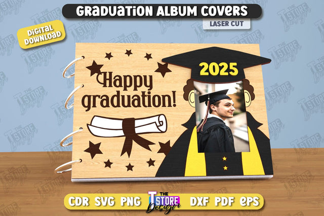 Graduation Album Cover | Grad Guestbook | Grad Wishes | Grad 2025 | CNC File SVG The T Store Design 