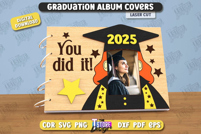 Graduation Album Cover | Grad Guestbook | Grad Wishes | Grad 2025 | CNC File SVG The T Store Design 
