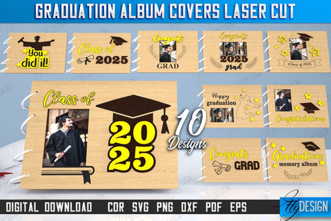Graduation Album Covers Bundle | Grad Guestbook | Grad Wishes | Grad 2025 | CNC Files SVG Fly Design 