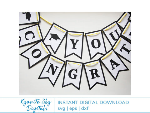 Graduation Banner Bunting Garland SVGs SVG Kyanite Sky Digitals 