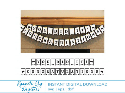 Graduation Banner Bunting Garland SVGs SVG Kyanite Sky Digitals 
