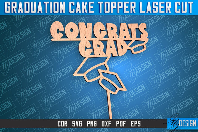 Graduation Cake Topper Laser Cut | Cake Topper Design | CNC File SVG Fly Design 