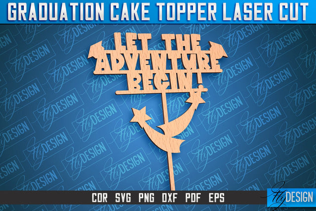 Graduation Cake Topper Laser Cut | Cake Topper Design | CNC File SVG Fly Design 