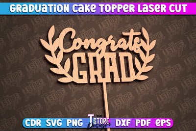 Graduation Cake Topper Laser Cut | Cake Topper Design | CNC File SVG The T Store Design 
