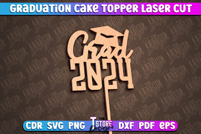 Graduation Cake Topper Laser Cut | Cake Topper Design | CNC File SVG The T Store Design 