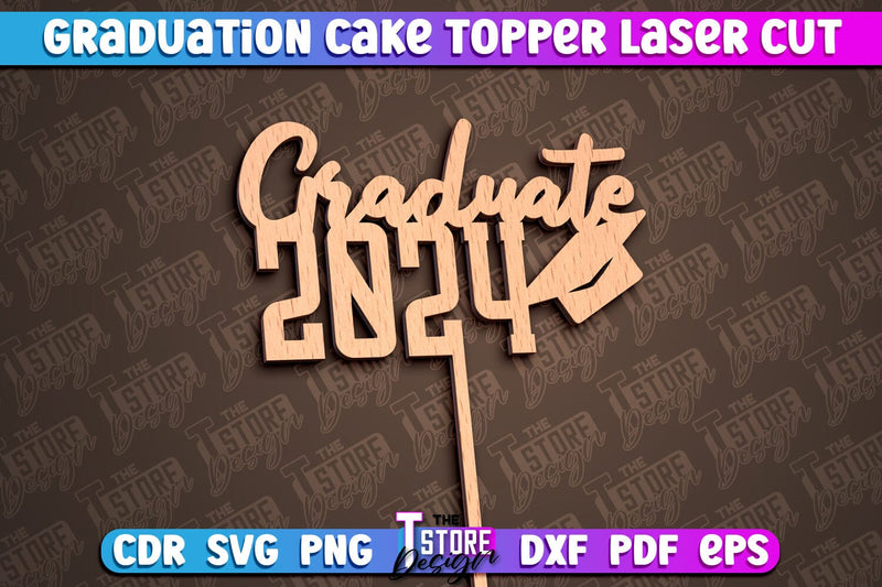 Graduation Cake Topper Laser Cut | Cake Topper Design | CNC File SVG The T Store Design 