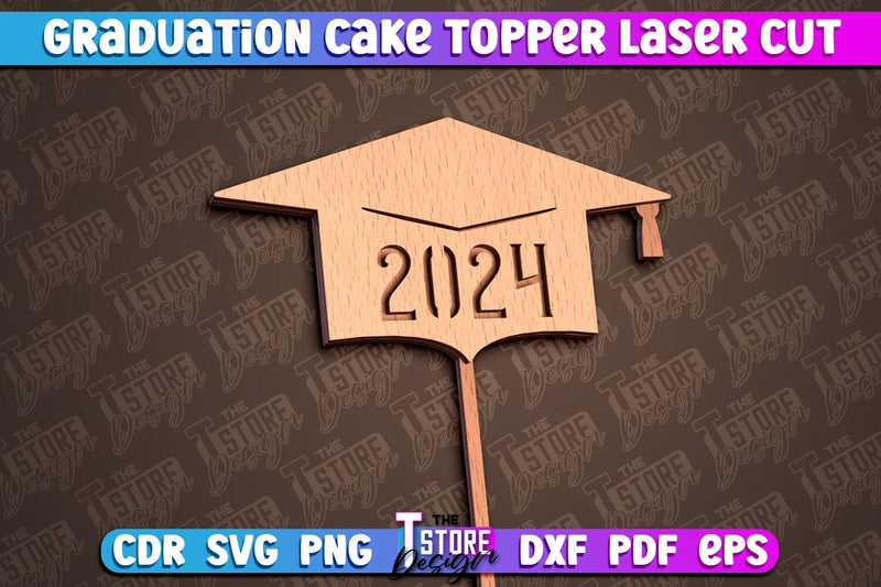 Graduation Cake Topper Laser Cut | Cake Topper Design | CNC File SVG The T Store Design 
