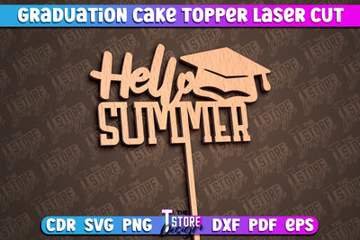 Graduation Cake Topper Laser Cut | Cake Topper Design | CNC File SVG The T Store Design 